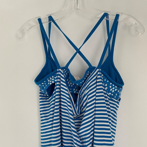 Lucy Activewear Blue Striped Workout Tank Top with Built in Bra Med Women's - Picture 7 of 12
